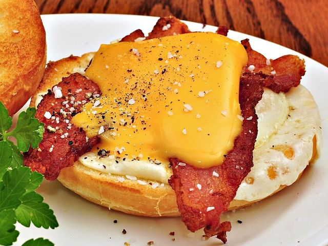 Illustrative photo of a bacon, egg and cheese breakfast sandwich